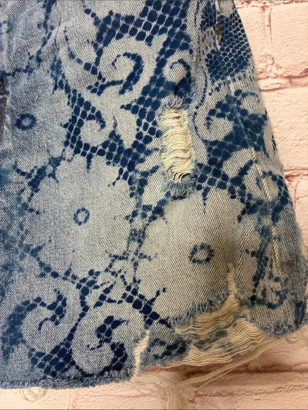Boyish Custom Upcycled Corey Skirt Factory Distressed Button Fly Denim - Picture 2 of 10